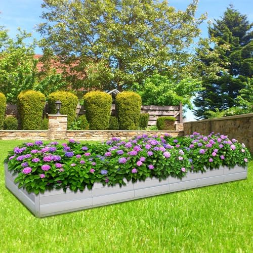 Galvanized Raised Garden Bed Kit for Vegetables, Galvanized Super Large Metal Planter Raised Garden Boxes Outdoor,16 * 3 * 1 FT,Silver - Image 7