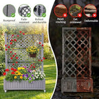YITAHOME 42.5x14.2x61 in Planter Box with Trellis/Outdoor Privacy Screen, All-Weather Raised Garden Bed with Wheels & Drain Plug for Climbing Plants Flowers Herbs, Brown - Image 4