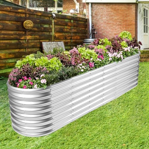 Land Guard 8×2×2ft Galvanized Raised Garden Bed Kit, Raised Garden Boxes Outdoor, Oval Metal Raised Garden Beds for Vegetables, Silver - Image 5