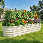 YITAHOME 6.5x2x1.5ft Large Raised Garden Bed Kit, 17" Tall 6 in 1 Galvanized Metal Planter Box with Gloves & Safety Rubber, Outdoor Above Ground Planters for Plants Vegetables Flowers, Cream Yellow - Image 2