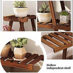 Atkits 3 Tier Ladder Shelf for Plants Bamboo Standing Shelf Plant Stand Indoor Ladder Style for Corner Balcony Window Patio Living Room,Primary,3 Tier - Image 3