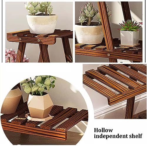 Atkits 3 Tier Ladder Shelf for Plants Bamboo Standing Shelf Plant Stand Indoor Ladder Style for Corner Balcony Window Patio Living Room,Brown,2 Tier - Image 3