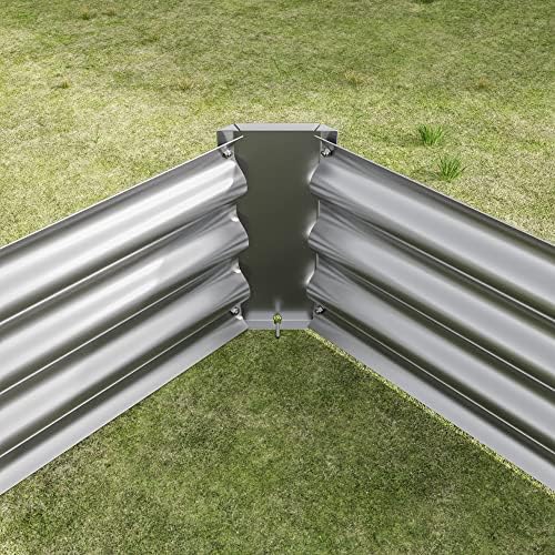 Outdoor Large Galvanized Metal Raided Garden Bed,Planter Box for Flowers Vegetables Fruit,Rectangular (Silver, 7.6x3.7x1 ft) - Image 6