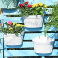 Sungmor Wall Hanging Planters,11.5 Inch Hanging Flower Pots for Railing Fence - Indoor Outdoor Balcony Wall Hanging Basket, Plastic Plant Pot Container - Half Round & 3PC Pack & Grey White by Sungmor