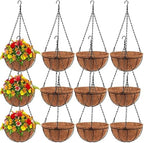Dandat 12 Pack Metal Hanging Planter Basket, Coconut Coir Liner, 10 Inch by Dandat