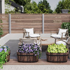 2-Pack Wooden Railing Planters, 13.2 inch Hanging Flower Pots with Detachable Hooks for Balcony, Fence, Deck, Garden, Country Home Decor -Carbonized - Image 4