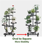 Plant Stand with Wheels, Black 5 Tier Metal Plant Shelf for Indoor Outdoor - Image 2