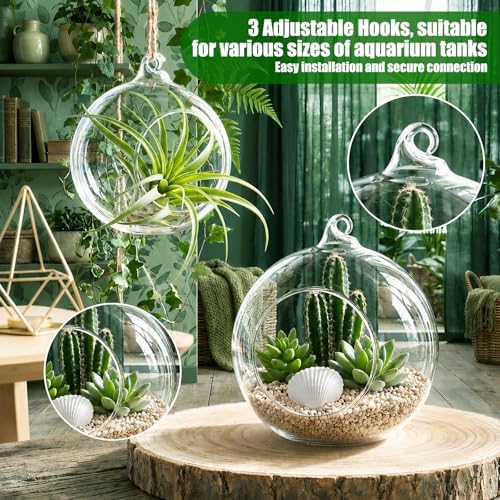 SiliFine 5 Pack Varied Sizes Hanging Glass Terrarium Planter 2.36" to 5.91" - Image 3