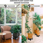1 Pack 15" Black Plant Caddy with Easy Moving Caster Wheels and a Water Container Round Movable Planter Dolly Trolley Tray Pallet Outdoor Indoor Tree Flower Stand Planter - Image 6