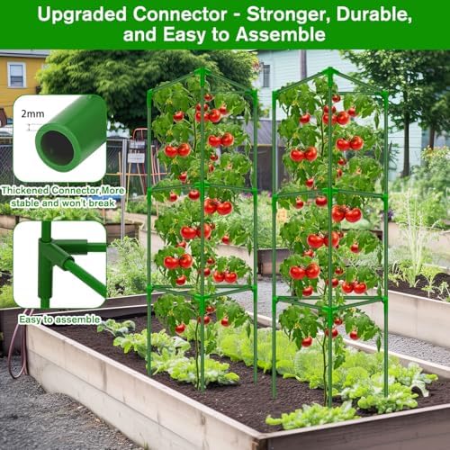 6 Pack Tomato Cages for Garden, Tomato Cage Trellis, Garden Cage Heavy Duty - Image 4
