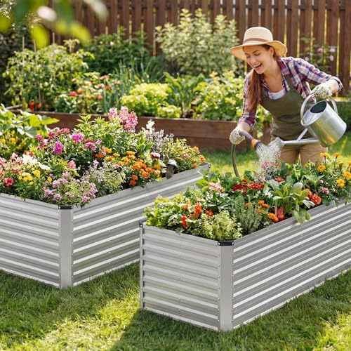 NEWBULIG Galvanized Raised Garden Bed Outdoor, 8x4x2ft 2 Pack Planter Box - Image 6