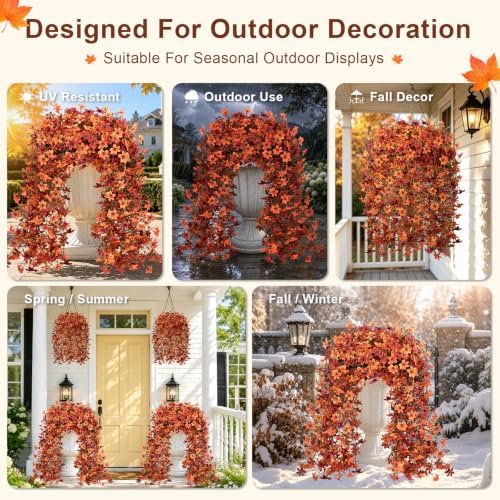 Artificial Hanging Flowers for Outdoors, 4 PCS 688-Bloom UV Resistant Mums - Image 4