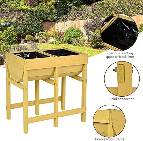 GIANTEX Raised Garden Bed, Elevated Wood Planter Box Stand, Planter Garden Grow Box Kit W/Legs for Vegetable Flower Herb, Outdoor Planter Box W/Shelf for Garden Patio Backyard Natural - Image 3