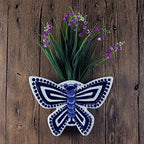 Blue & White Porcelain Wall Vase,Butterfly Shape Hydroponic Vase Wall Planter for Indoor, Outdoor (B) - Image 5