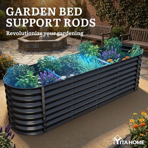 YITAHOME 8x2x2ft Raised Garden Bed Kit, 24" Tall 9 in 1 Large Galvanized Metal Planter Box with Gloves, Safety Rubber & Support Rod, Outdoor Flower Bed for Plants Vegetables Flowers, Black - Image 6
