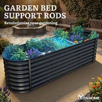 YITAHOME 8x2x2ft Raised Garden Bed Kit, 24" Tall 9 in 1 Large Galvanized Metal Planter Box with Gloves, Safety Rubber & Support Rod, Outdoor Flower Bed for Plants Vegetables Flowers, Black - Image 6
