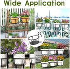 CADANI Iron Hanging Plant Holder Over The Rail Metal Fence Planters, Hanging Bucket Flower Pot Holder for Patio Balcony Outdoor Plants - Pack of 6 (Black) - Image 6