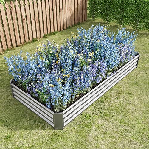 Outdoor Large Galvanized Metal Raided Garden Bed,Planter Box for Flowers Vegetables Fruit,Rectangular (Silver, 7.6x3.7x1 ft) - Image 2