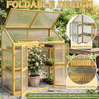 Wooden Cold Frame Greenhouse with Transparent Flip-Top Roof, Solid Wood Greenhouse Cabinet, Garden Raised Flower Plants Shelf Protection for Outdoor Indoor (Large) - Image 5