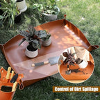 Plant Repotting Mat,Thickened Waterproof Leather Gardening Transplanting Pack of 3,Portable Potting Tray with Aprons & Horticulturist Pliers Tool Belt Pouch - Image 7