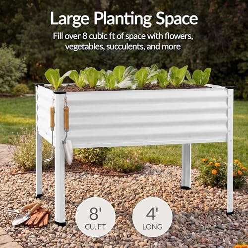 Best Choice Products 48x24x30in Galvanized Raised Garden Bed, Metal Elevated Planter Box, Vegetable Garden for Backyard, Patio, Balcony, 100% Non Toxic Materials - White - Image 4