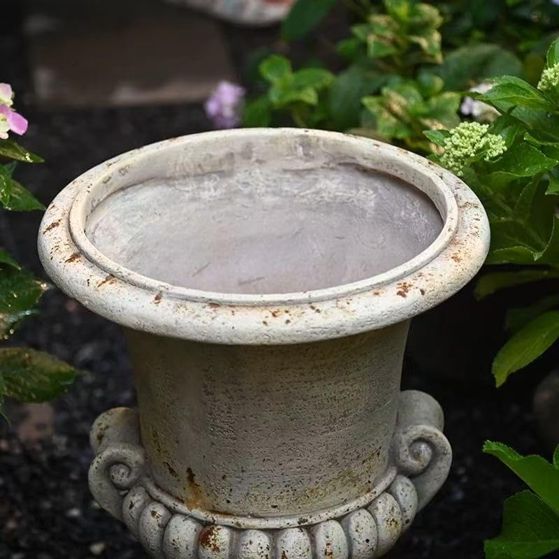VISIBLE Vintage European Garden Urn Planter, Cement and Fiber Flower Pot, 19.7 Inche Tall, Make Rust Finished, Delivered from Local Warehouse (Antiqued, Medium) - Image 5