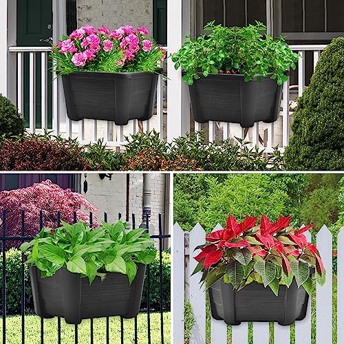 ORIMERC 9.8 Inches Self Watering Wall Planters for Indoor Plants, Railing Planters Balcony Planters Wall Hanging Planters, Lightweight, Dark Coffee (Pack of 8) - Image 6