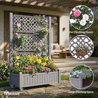 YITAHOME 42.5x14.2x61 in Planter Box with Trellis/Outdoor Privacy Screen, All-Weather Raised Garden Bed with Wheels & Drain Plug for Climbing Plants Flowers Herbs, Brown - Image 2
