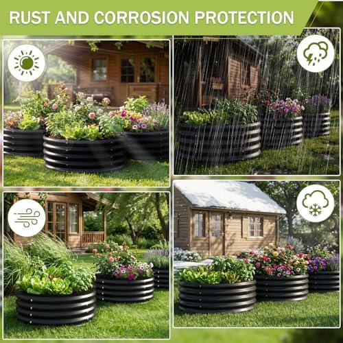 AHEONLAR 3 Pack 2x2x1 ft Round Galvanized Raised Garden Bed Kit Round Metal Flower Box Large Planter Raised Beds Outdoor Garden for Planting,Fruit,Herb Black - Image 7