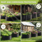 AHEONLAR 3 Pack 2x2x1 ft Round Galvanized Raised Garden Bed Kit Round Metal Flower Box Large Planter Raised Beds Outdoor Garden for Planting,Fruit,Herb Black - Image 7