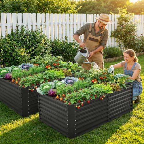 Land Guard 2 Pack 6×3×2 ft Galvanized Metal Raised Garden Bed, 2FT Deep Root Elevated Planter Box Steel Large Vegetable Flower Bed Kit, Gray - Image 7