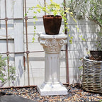 VISIBLE Decorative Roman Column Pedestal, MGO Cement with Fiber, Classical Garden Pillar, Indoor Outdoor Decor, Wrap Foam Safely Delivered from Local Warehouse (White, 21.7IN) - Image 5