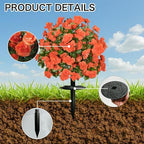 Artificial Mums for Outdoors, Faux Bushes Topiaries Outdoor Set of 2 Orange - Image 3