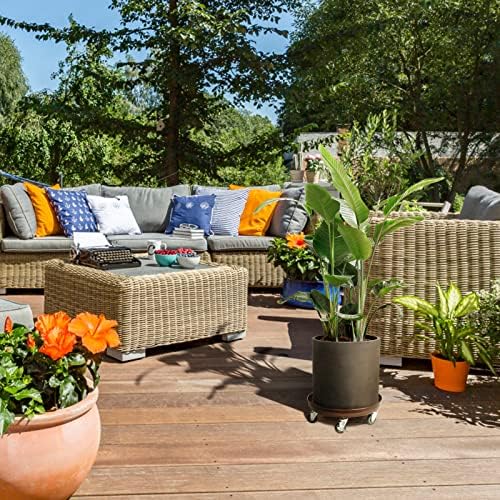 Plant Caddy with Wheels 20 Inch 2 Pack, Heavy Duty Metal Plant Stand & Dolly with Lockable Casters, Holds 310 lbs for Indoor Outdoor Large Flower Pots, Bronze - Image 4
