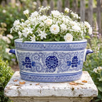 LemonRoad Blue and White Chinoiserie Ceramic Planter, Double Happiness by Unknown