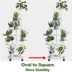 Plant Stand with Wheels, White 6 Tier Metal Plant Shelf for Indoor Outdoor - Image 2