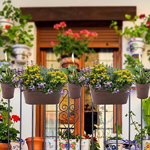 HowRU Metal Iron Flower Pots for Railing Fence Hanging Bucket Pots(5 Pcs) and Hanging Flower Pots Metal Iron Bucket Planter(10 Pcs) (Bronze) - Image 7