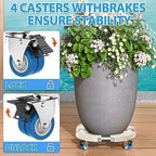VANCASTLE Plant Caddy with Lockable Wheels 15-22'' Adjustable Plant Stand - Image 3