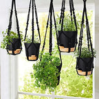 GARDIFE Hanging Planters for Indoor Plants,5Pcs Hanging Basket for Indoor Boho Home Decor,Macrame Plant Hanger,35 Inches,29Inch,23Inch, Ivory,Self Watering Planters, 7/6.5/6/5.5/5 Inch,Black&Black - Image 3
