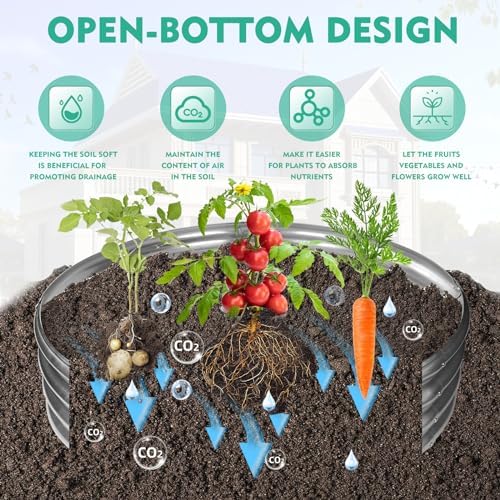 12 Inch Tall 48 Inch Diameter Round Silver Raised Garden Bed Kits Outdoor - Image 4
