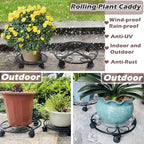 12" Metal Plant Caddy with Wheels 5 Packs Rolling Plant Stands Indoor Wheeled Plant Dolly Heavy-duty Pot Mover Roller Base Outdoor Plant Trolley Cart with Brake Casters Water-proof Dust-proof, Black - Image 5