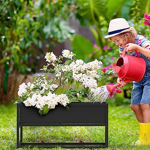 Cocoyard Elevated Planter Box, Black, 28.75" L x 12.25" W x 14" H - Image 3