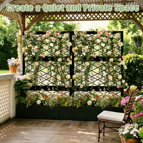 aboxoo 59" Metal Planter Box with Privacy Screen Trellis Raised Bed - Image 5