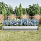 Outdoor Large Galvanized Metal Raided Garden Bed,Planter Box for Flowers Vegetables Fruit,Rectangular (Silver, 7.6x3.7x1 ft) - Image 3
