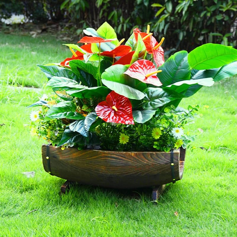 Boat Shaped Wooden Planter for Indoor and Outdoor Use Stylish Half for Storage Flower Display and Decorative Seafood Serving - Image 5