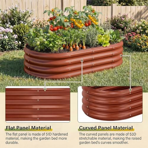 Land Guard 2 Pcs 6ft Metal Raised Garden Bed, 6 x 3 x 1 Galvanized Planter Raised Beds for Vegetables, Brown - Image 5