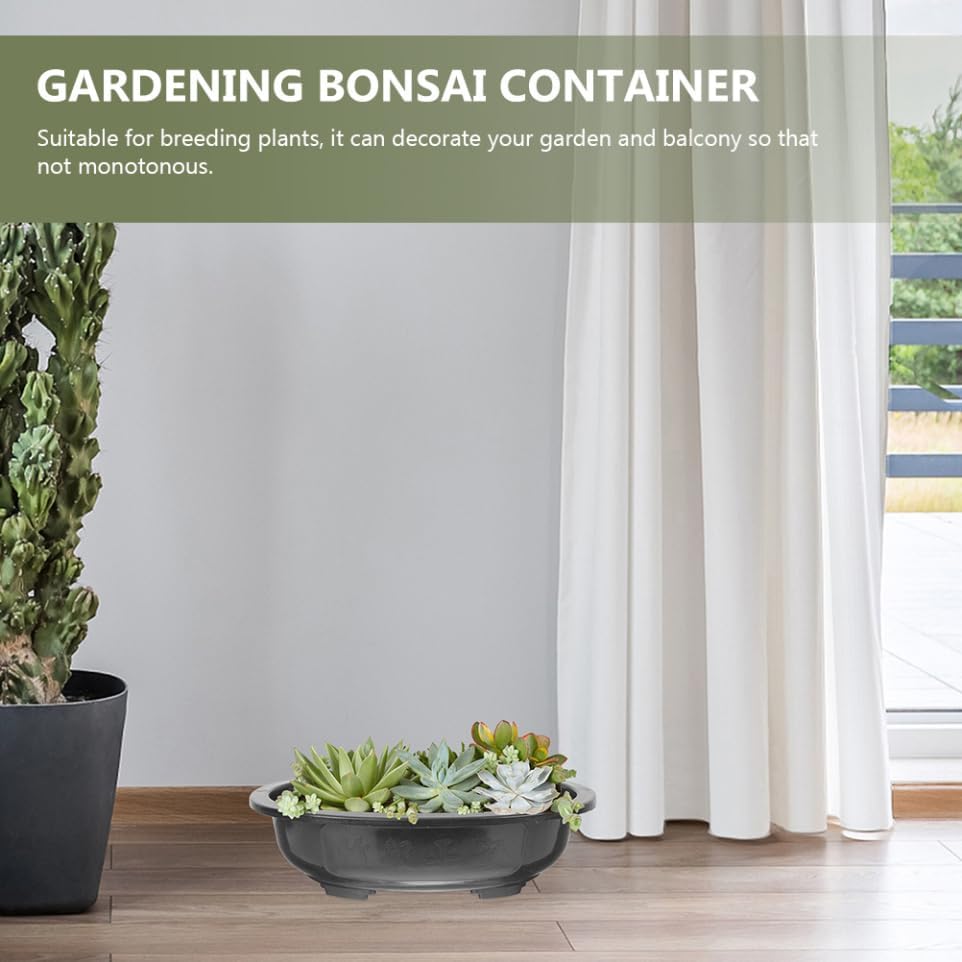 Milisten 2pcs Large Oval Bonsai Pot for Indoor and Outdoor Use Breathable Training Container Drainage for Home Gardening and Balcony Decor - Image 3