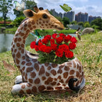 Giraffe Planter Statue for Home Decor - Cute Animal Flower Pot Holder for Indoor Outdoor Garden Balcony - Resin Succulent Planter Gift for Housewarming Birthday Party - Image 4