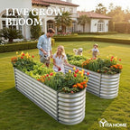 YITAHOME 8x2x2ft Large Raised Garden Bed Kit, 24" Tall 9 in 1 Galvanized Metal Planter Box with Gloves and Safety Rubber, Outdoor Above Ground Planters for Plants Vegetables Flowers, Silver Gray - Image 2