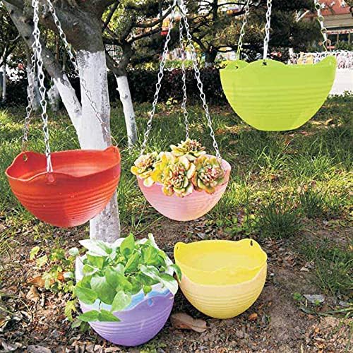 Liudan Hanging Basket Hanging Flower Pot with Plastic Chain Wall Mounted Plant Basket Planters for Home Garden Indoor Outdoor Balcony Hanging Plant Pots (Color : White) - Image 3